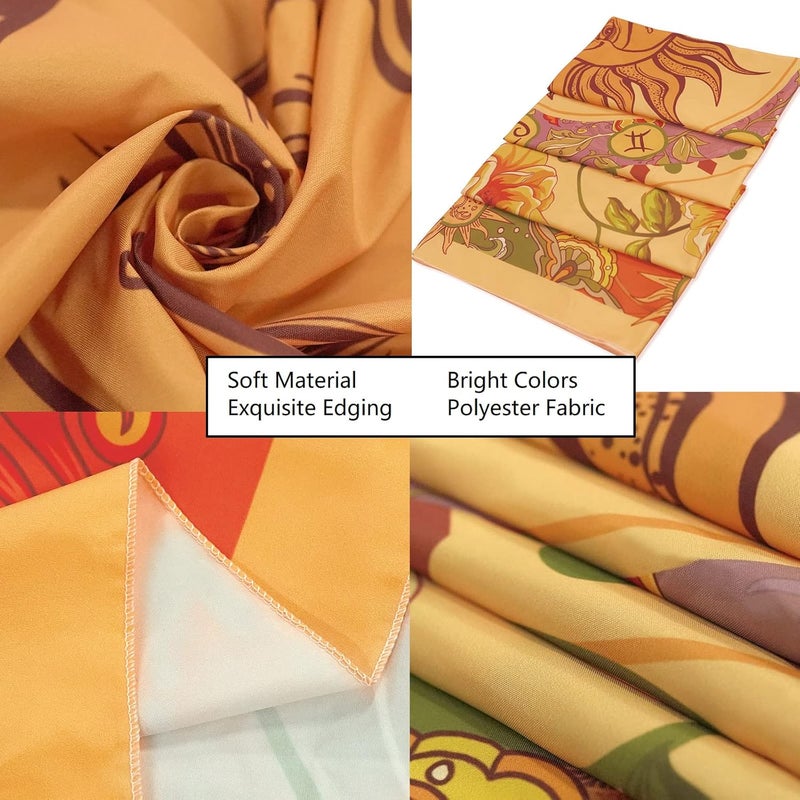Aipon Yellow Sun and Moon Tapestry Indie Tapestries Boho Orange Flower Floral Tapestry Wall Hanging Cool Vintage Aesthetic Wall Tapestry for Bedroom Living Room Dorm (90.6'' × 70.8'', Orange) - Image 4